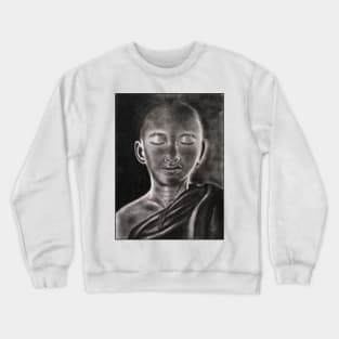 The monk meditating charcoal drawing. Crewneck Sweatshirt